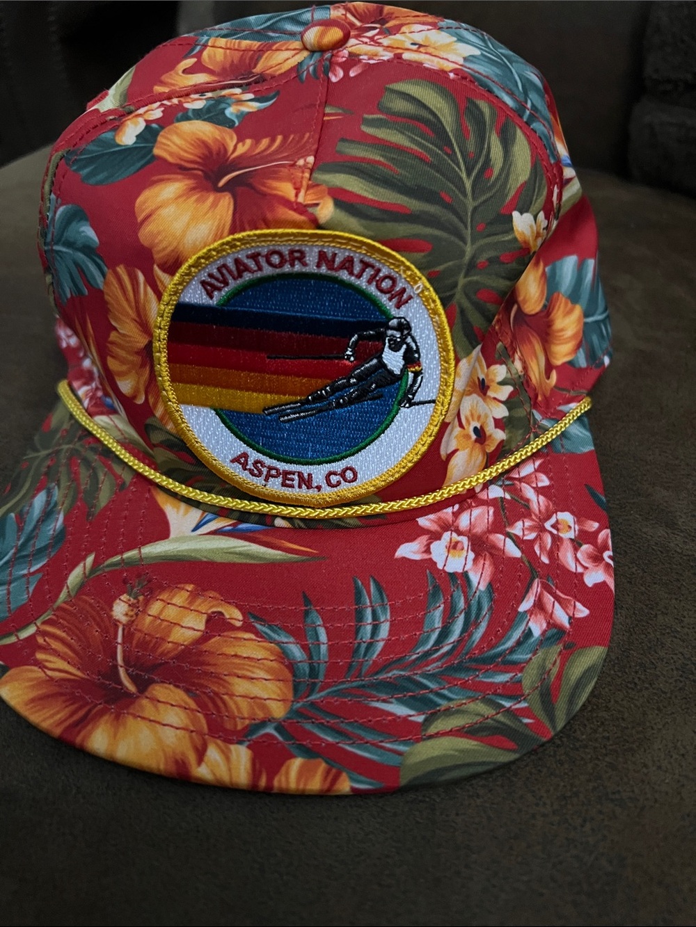 Aviator nation, hat, tropical, print with patch